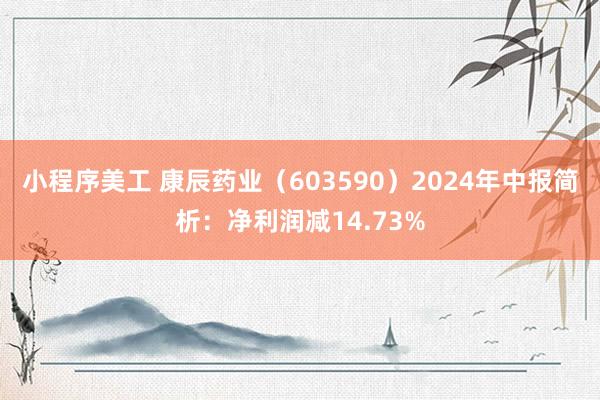 小程序美工 康辰药业（603590）2024年中报简析：净利润减14.73%