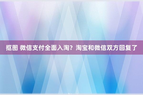 抠图 微信支付全面入淘？淘宝和微信双方回复了